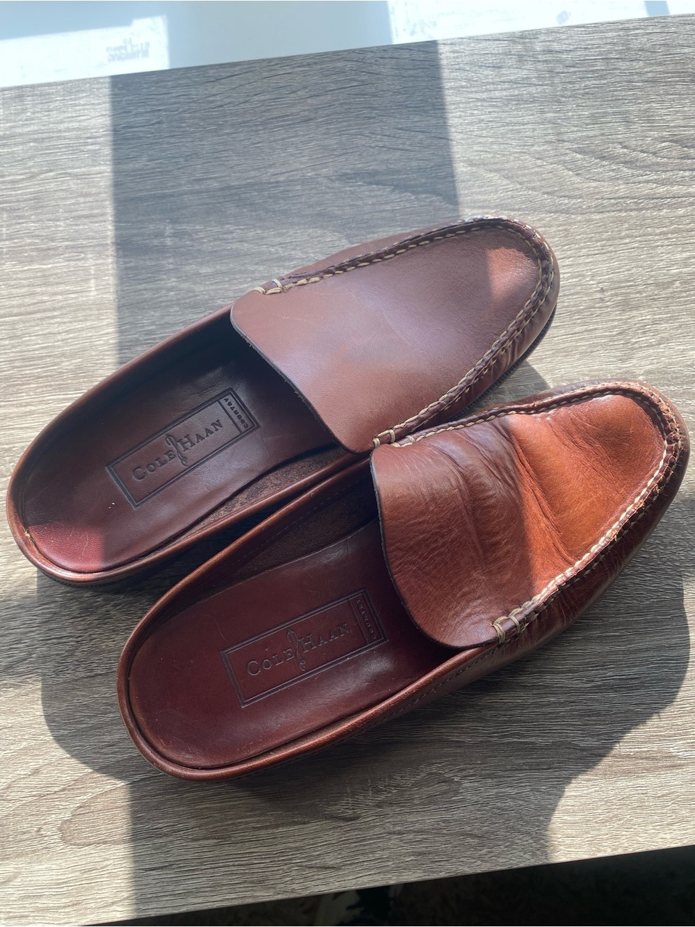 Unisex Cole Haan Brown Leather Slip-On Loafers